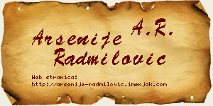 Arsenije Radmilović vizit kartica